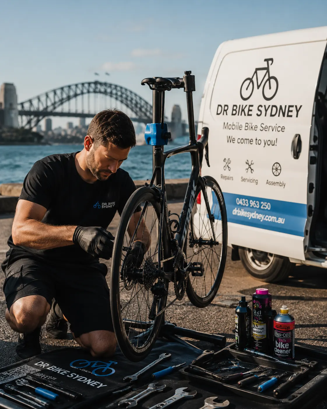 Dr. Bike Sydney mechanic servicing a bike